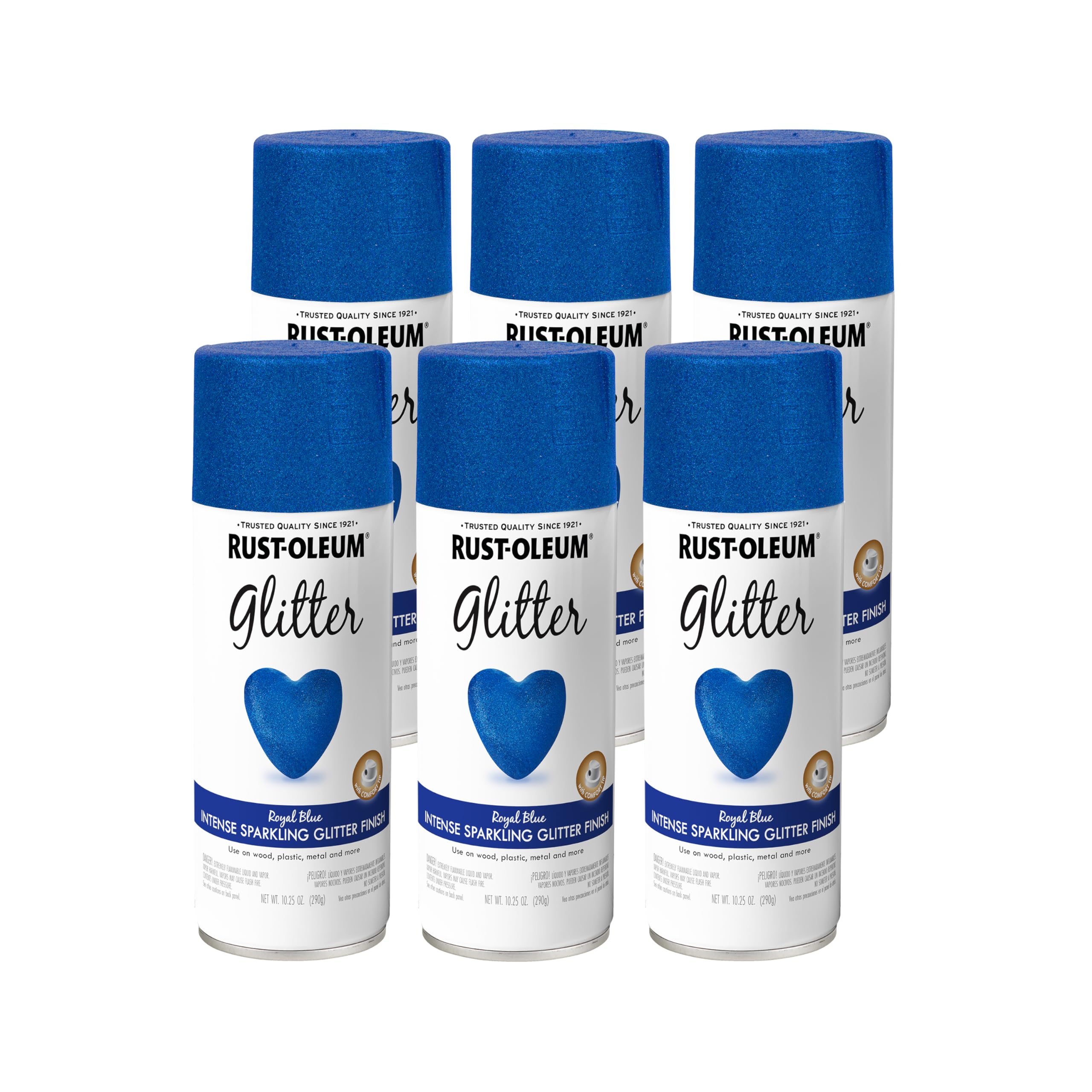Rust-Oleum 299425-6 PK Glitter Spray Paint, Royal Blue, Spray